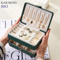 Factory Custom Logo Jewellery Organizer Portable Storage Case Gift 3 Layer Pu Leather Jewelry Box for Girls
