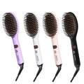Ionic Compact Electric Hair Straightener Brush for Black Women Thick Curly Hair French Spanish Natural Comb Laser Nylon