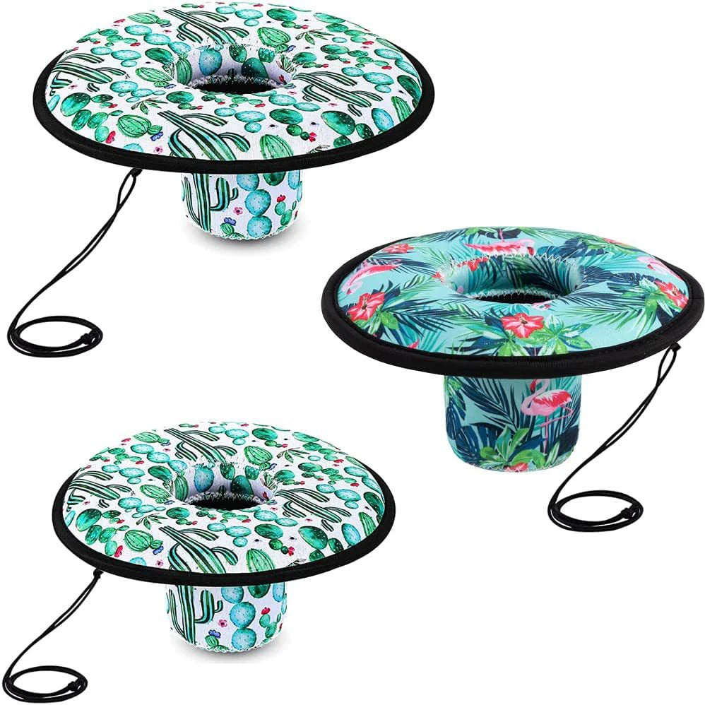 Customized Neoprene Floating Coffee Cup Sleeve Drink Holder for Pool Swimming Water Bottle Cola Support with Rope Kpop Cupsleeve