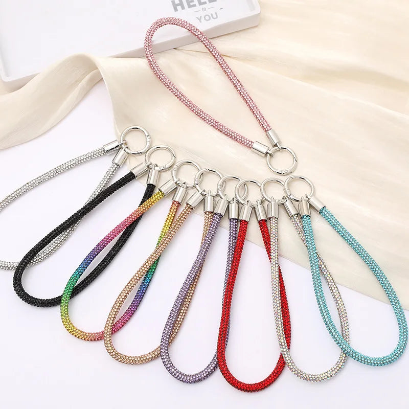 2025 New High-end Water Diamond Chain Mobile Pendant with Light Luxury Inlaid Diamond Chain Keychain Accessories