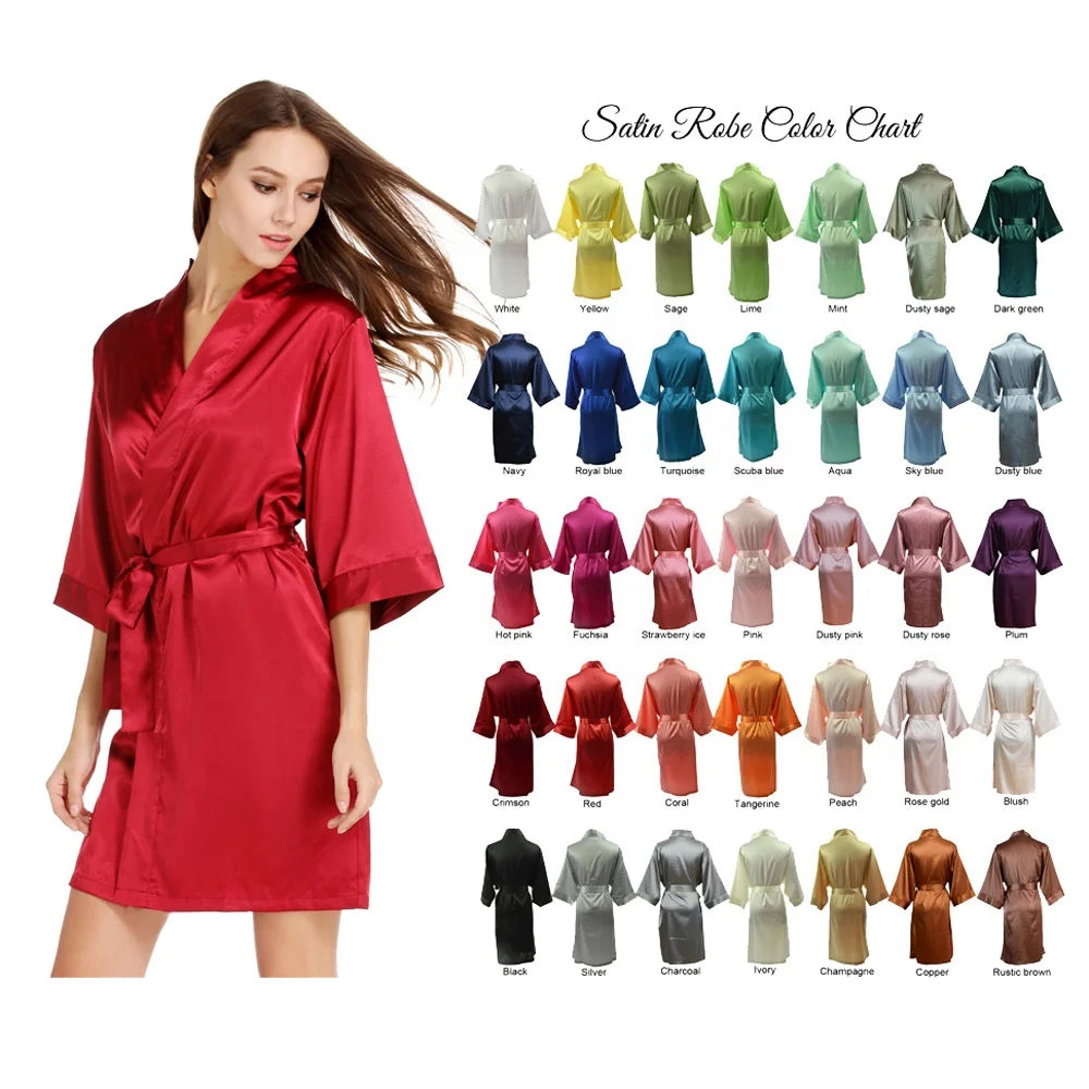 Solid & Elegant Women's Silk Satin Bridal Kimono Gown by En Femme for Wedding or De Mariage Brides and Bridesmaids