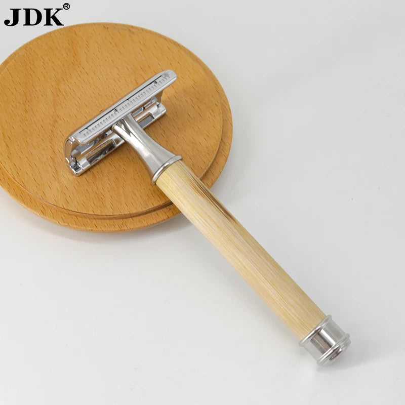 Double Edge Safety Razor with Long Natural Bamboo Handle | Safety Razor Eco Friendly for Men
