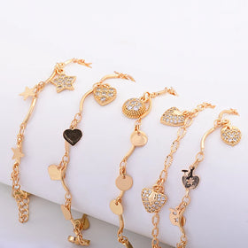 Wholesale Bulk Fashion Custom Waterproof Non Tarnish Jewelry Anklets Zircon 18k Gold Plated Anklets Leg Chain Anklets for Women