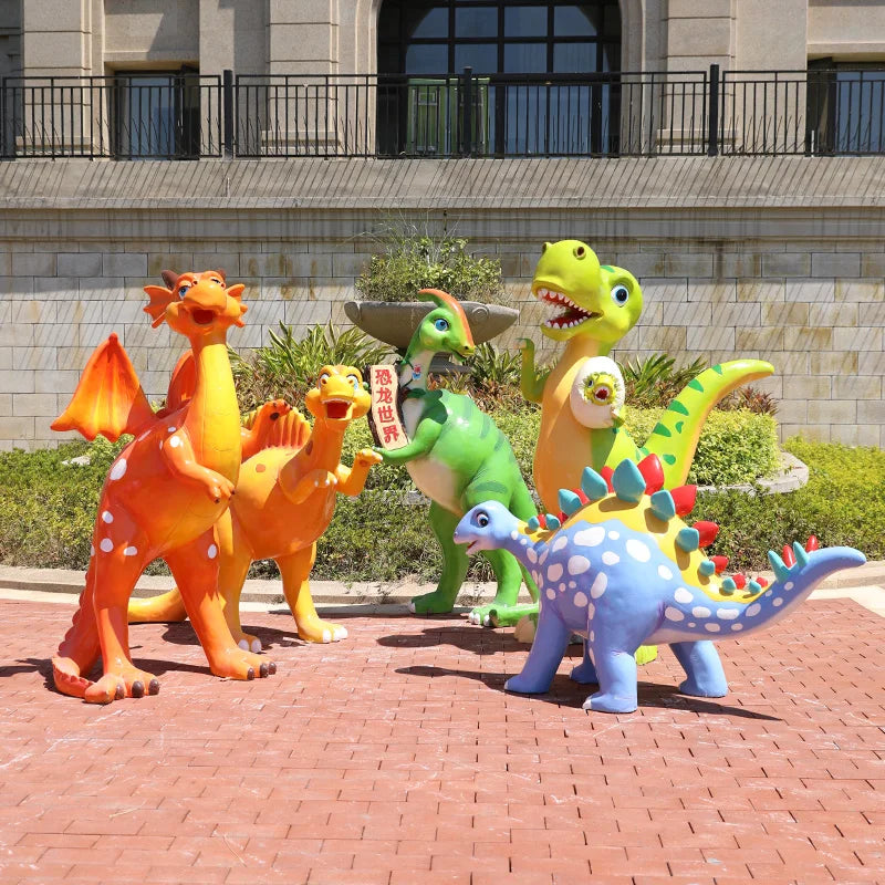 Garden Custom Life Size Animal Statue Waterproof Realistic Fiberglass Toy Dinosaur Statues for Jurassic Park Decoration