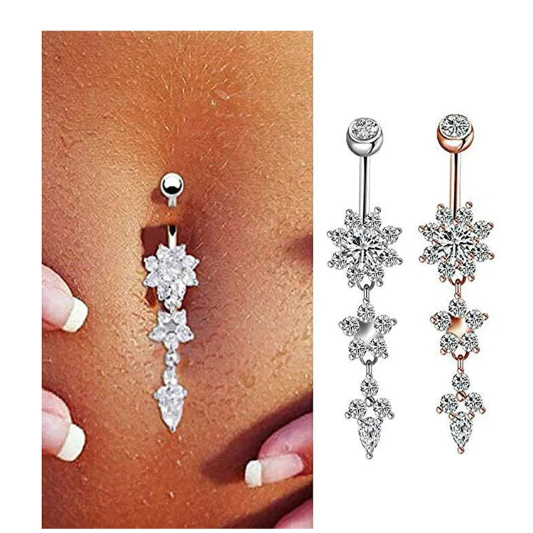 Hot Selling New Fashion Navel Nail 316L Surgical Flower Belly Button Rings for Women Girl