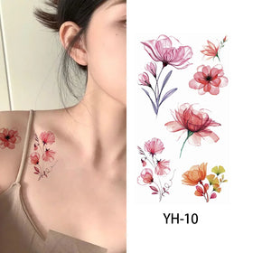 Cherry Blossom Tattoo Sticker New Watercolor Tattoo Sticker Waterproof and Sweat Proof Small clear Petal Tattoo Sticker