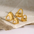 Waterproof 18K PVD Gold Plated Stainless Steel Stud Charm Heart Earring Double Hollow Love Heart Earring Drop Earrings for Women