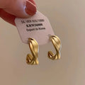 2025 Fashion Metal Alloy Geometric Earrings Gold Plated Jewelry Retro Matte Golden Circle Earring for Women