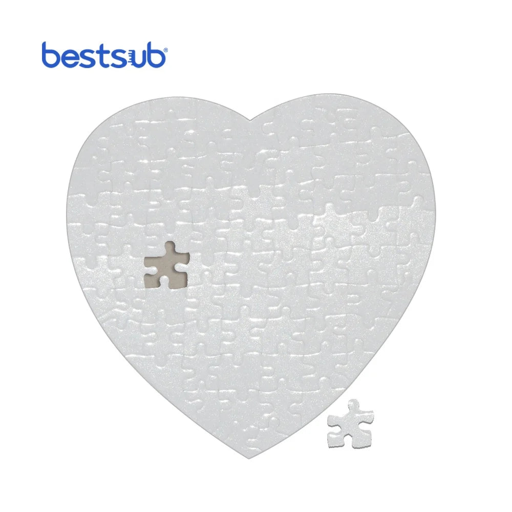 BestSub Wholesale PTA8 75-Piece White Heart Shaped Jigsaw Puzzle Sublimation Blanks for Children's Learning Toys