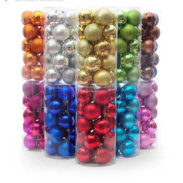 3/4/5/6/8 cm Electroplating Plastic Round Other Ornament Christmas Tree Decoration Pendant Bucket Color Christmas Ball Set