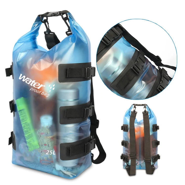 25L Transparent PVC Outdoor Sports Beach Sack Boating Ocean Pack Waterproof Bag Clear Drift Tracing Creek Swimming Backpack
