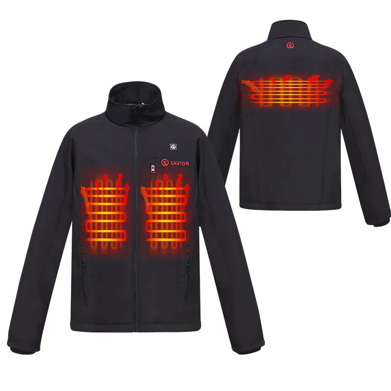 Custom Men's Long Waterproof and Breathable Heating Blouson Outdoor Hiking Heated Jacket with Zipper Closure Plus Size