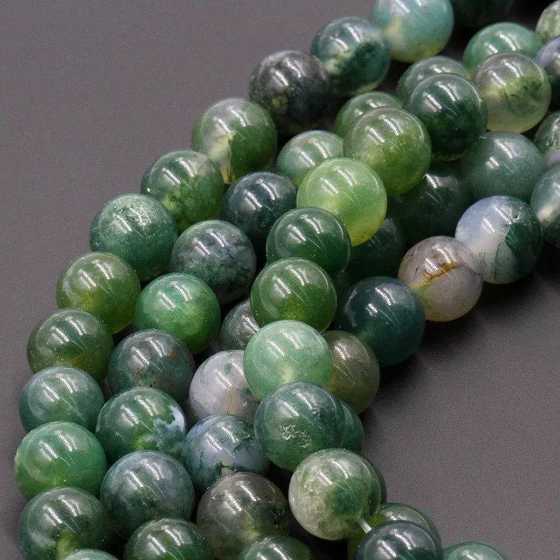 Wholesale Loose Stone Beads Moss Agate for DIY Jewelry Making MS134 MegaBDM