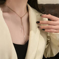 Wholesale Korean Rose Gold Fashion Trendtitanium Steel Adjustable Pullout Necklace Triangle Tassel Necklace