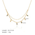 Vintage Luxury Jewelry Necklace Gold Plated Stainless Steel Blue Bead Charms Layer Chain Necklaces