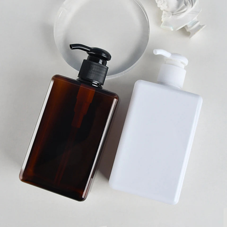 Amber 100ml 250ml 450ml PETG Plastic Cosmetic Packaging Container Recycle Plastic Square Lotion Bottle
