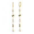 925 Sterling Silver Fine Jewelry Earrings Long Tassel Chain Colored Zircon Gold Plated Hoop Earrings for Women