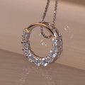 Huitan Dainty Refine Shiny Hollow Round Diamonds Around Ring Pendant Necklace Cubic Zirconia Silver Daily Necklace Women