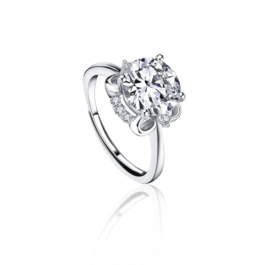 Fashion Jewelry 925 Silver Moissanite Adjustable Ring