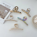 Support Custom Hair Accessories Big Hollow Marble Strong Cellulose Acetate and Metal Hair Claw for Women