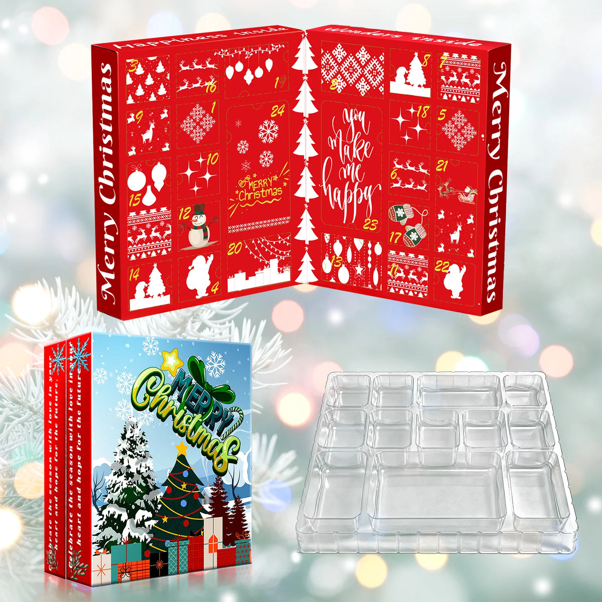 Wholesale Factory Direct Book Shape Fillable Advent Calendar 24-Day Christmas Countdown Blind Box Foldable Xmax Gift Packaging MegaBDM