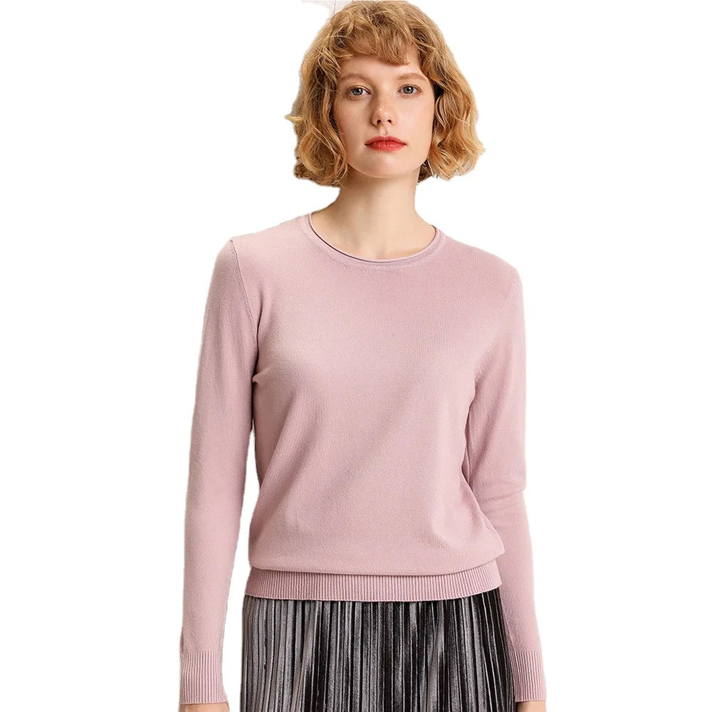 Custom logo Women's Sweaters Long Sleeve Crew Neck Ladies Casual Knitwear Pullover Solid Color Sweater for Women MegaBDM