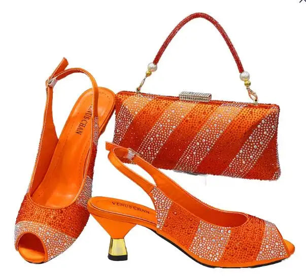 Newest Dance Shoes and Bag Set 8 cm High Heels With Clutch Bag for Women Wedding Shoes and Bag Set With Top Quality