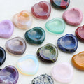 Hand Carved Healing Reiki Crystal Heart Thumb Worry Stone Polished Pocket Palm Rose Quartz Stones for Anxiety Stress Relief