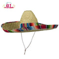 Cinco De Mayo Fiesta Fabric Mini Straw Mexican Sombrero Party Costume Wide Brim Straw Hat for Fun Fiesta Hat Party Supplies