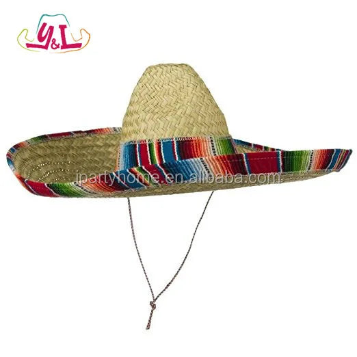Cinco De Mayo Fiesta Fabric Mini Straw Mexican Sombrero Party Costume Wide Brim Straw Hat for Fun Fiesta Hat Party Supplies
