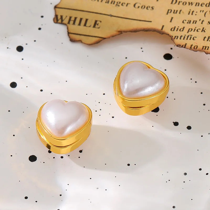 Stainless Steel Women's Stud Earring Set Jewelry Earring White Pearl Earring Geometry Square Minimalist Jewelry