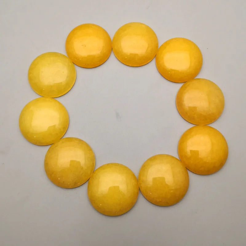 Huiying Loose Gemstone 20mm Round Yellow Color Cabochon Stones Gemstone Natural Crystals Crafts