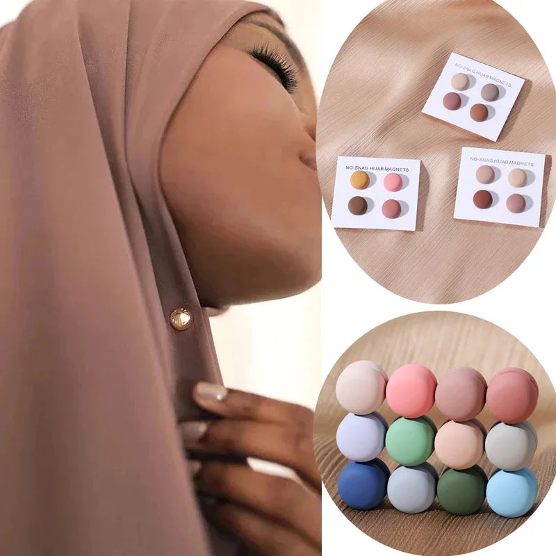 Custom Scarf Buckle Fixed Round Hijab Muslim Magnetic Pins Yarn Silk Shawl Magnetic Brooch Accessories