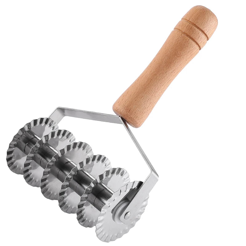 Manjia Noodle Lattice Roller Stainless Steel Noodle Cutter Non- slip Dough Cutter Pasta Spaghetti Maker for Kitchen Cooking Tool