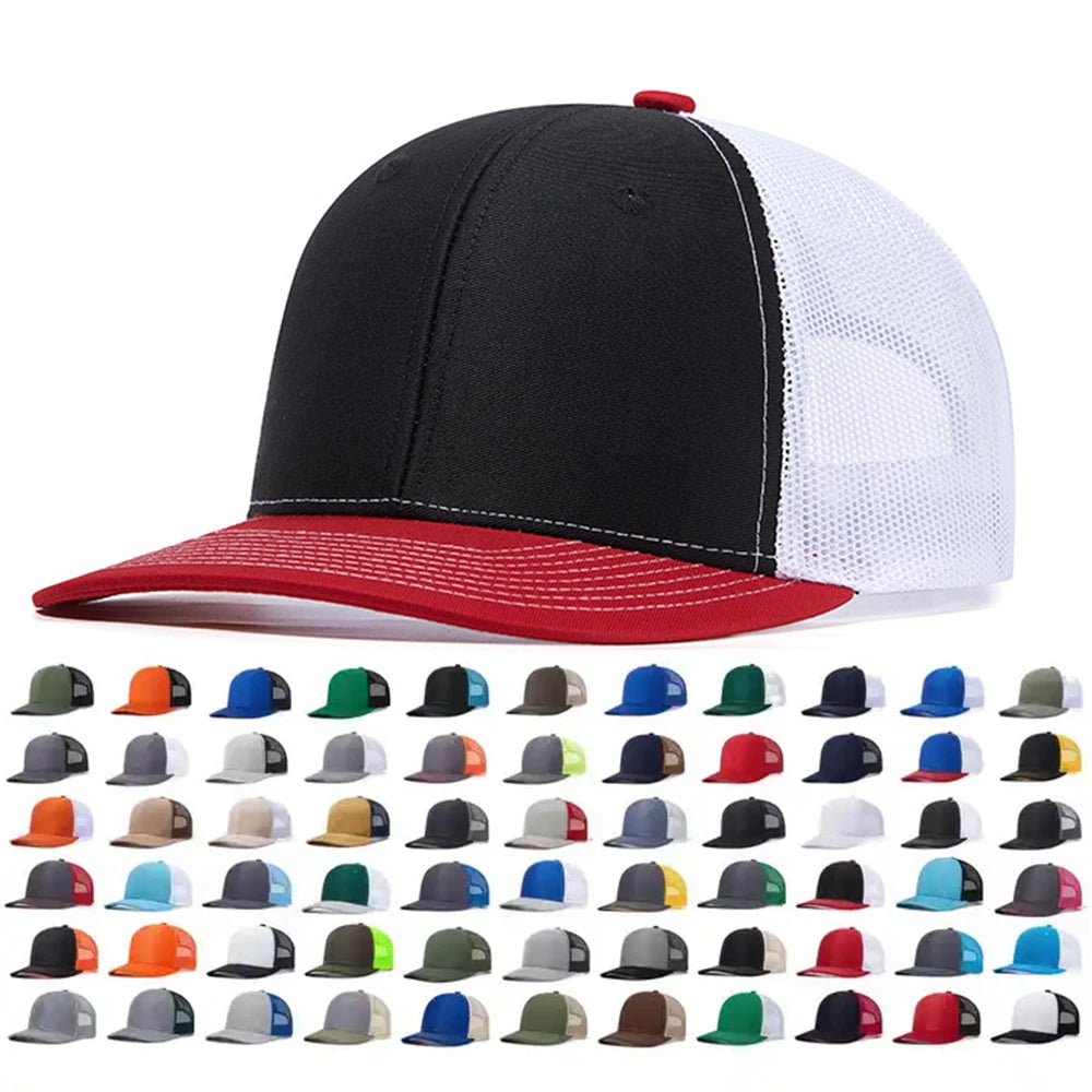 New Arrival Custom Embroidery Logo Richardson 112 Gorras Mesh Blank Snapback Caps Polyester 6 Panel Sports Mesh Trucker Hats