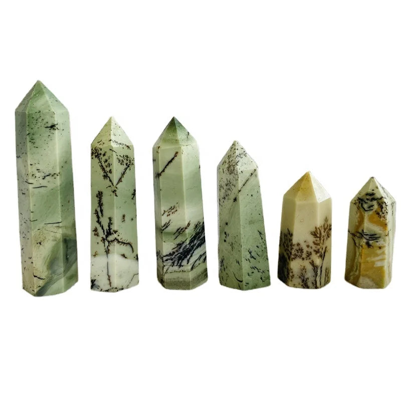 Natural Crystal Dendritic Agate Tower Quartz jasper Point Healing