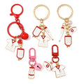 Nurse Theme Key Chain Thermometer Nurse Uniform Hat Syringe Medicine Bottle Charm Key Ring Doctor Nurses Day Gift Bag Keychain