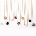 New Natural Crystal Pendant Necklace 18k Gold Plated Irregular Stainless Steel Natural Gravel Stone Necklace