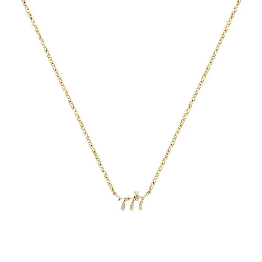 Wholesale 925 Sterling Silver Necklace Angel Number 111 333 444 777 Zircon Pendant Gold Plated Necklaces Men Women