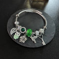 2025 Gift Leaf Owl Flowers Key Bee Birds Charms Stainless Steel Bangle Women Charms Bracelet