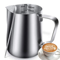Hot Sell Stainless Steel Sharp Spout Metal Jug Steaming Milk Frothing Pitcher With Pen