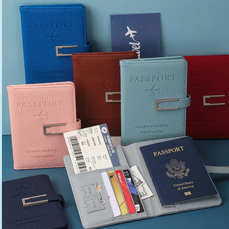Customizable Summer Lady Passport Holder Luggage Travel Tag Set Custom Logo RFID Blocking PU Leather Wallet Cover Gift Box Set
