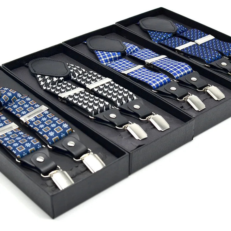 Vintage Suspenders Pants Men Check Male Trouser Belt Y Back Braces Male 4 Clips Pants Adult Suspenders 120cm*3.5cm