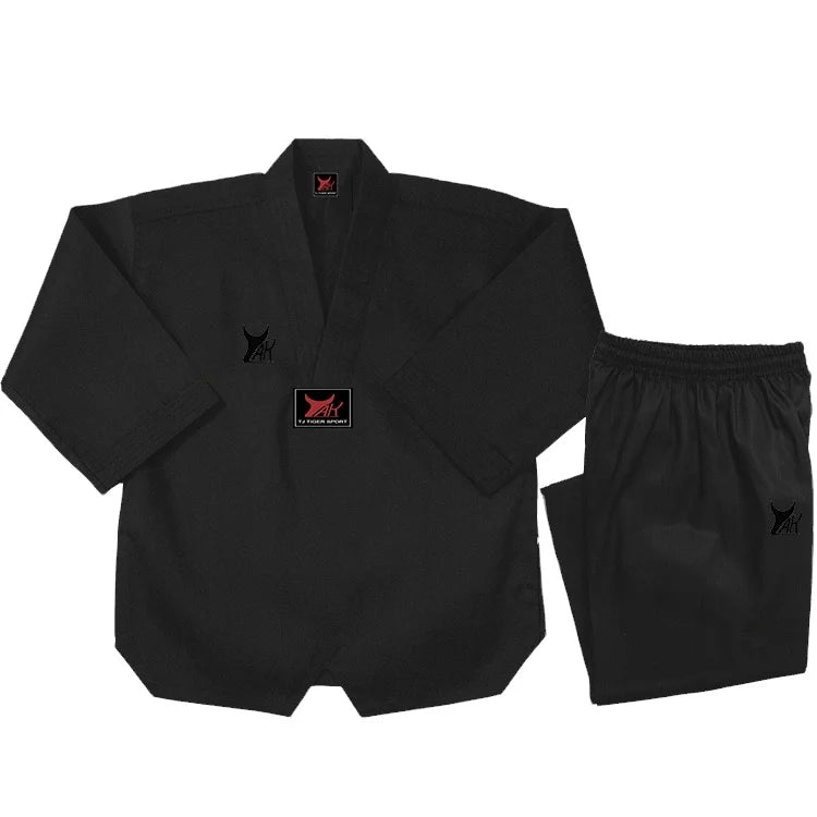 Custom Logo OEM Black Poly Cotton Unisex Taekwondo Uniform Factory Price Martial Arts Wear