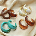 Hot Sale Simple Clear  Hoop Jewelry Fashion Multi Color Women Silver Post C Shape Acrylic Earrings