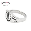 Lucky Stainless Steel Horse Shoe Ring with Stars Silver Accessories Jewelry Trendy Unisex
