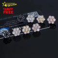 Hot Sale Trendy 12mm Cluster Flower Screw Back Stud Earrings 925 Silver Gold Plated Black Moissanite Pass Diamond Tester Earring