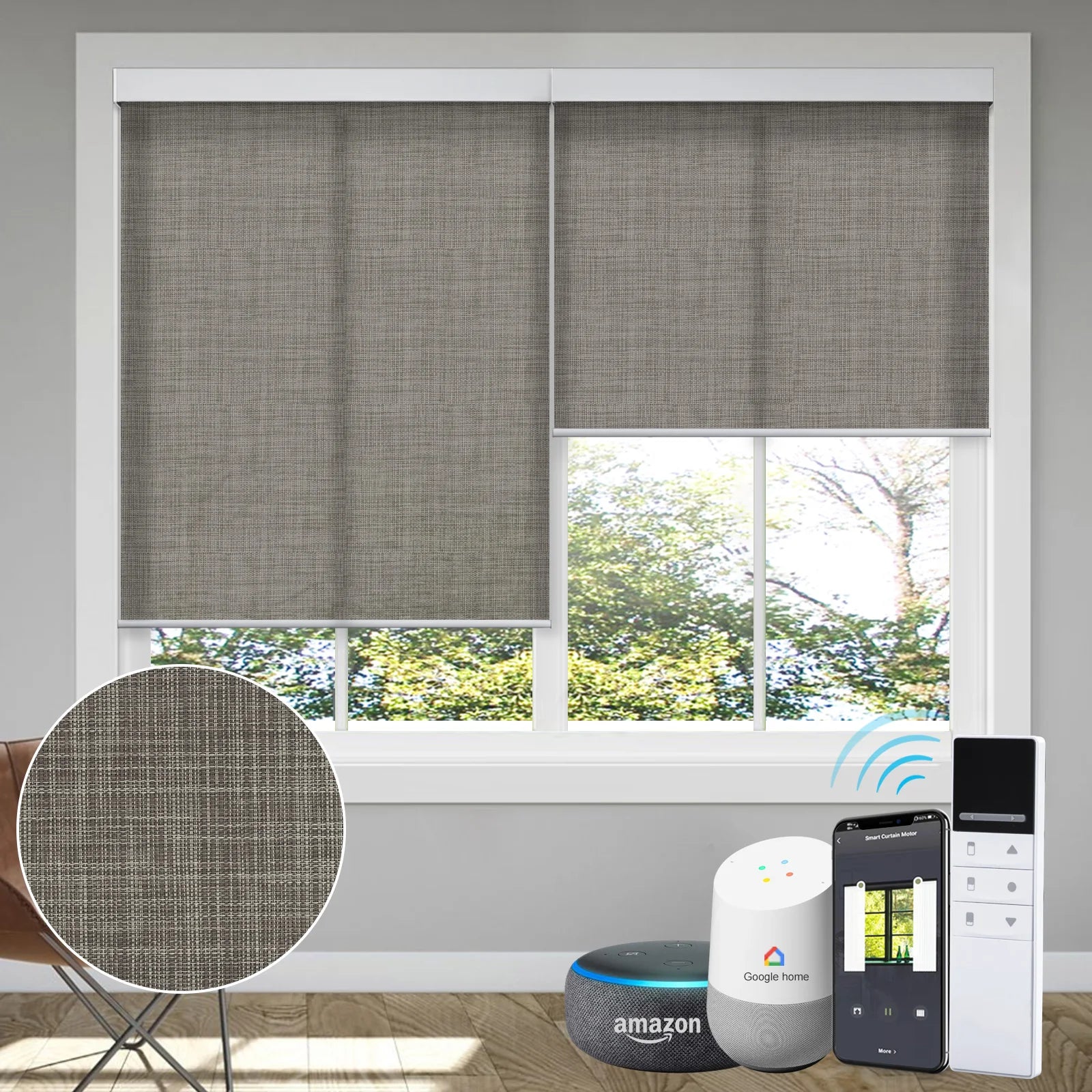 Alexa Tuya Wifi Roller Blind Motorized Sunscreen Window Roller Blinds Remote Control Automatic Blinds Curtain Roller Shades
