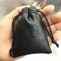 Mini Black PU Drawstring Bag Custom Leather Gift Bag Pouch for Gift