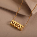 ShangJie OEM Custom Name Pendant Four Sides 3D Design Stainless Steel Necklace
